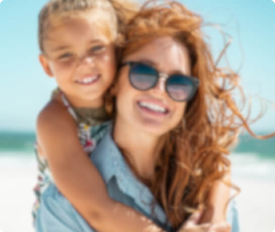 Mother and daughter at Manhattan Beach, CA